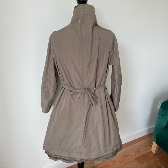 SCALA 12 Brown Wool Blend Asymmetric Closure Tie Back Lagenlook Coat EUC Size 44 - Picture 3 of 10